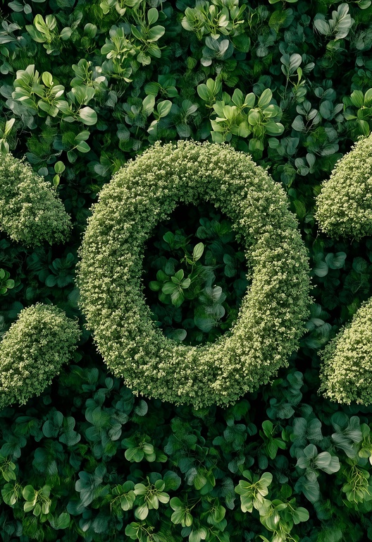 CO2 aus grünen Pflanzen auf dichtem grünen Busch