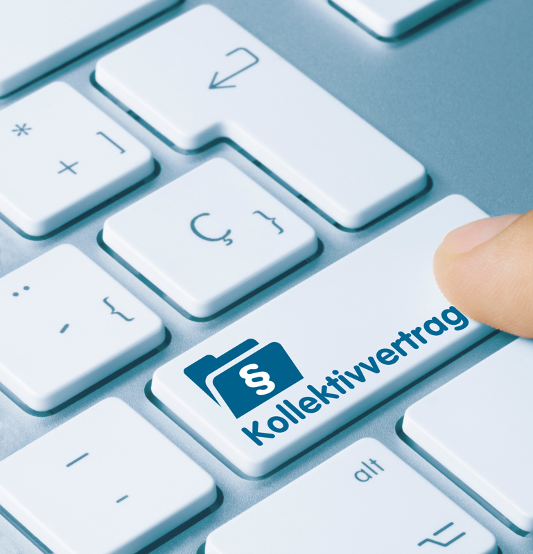 Wort Kollektivvertrag auf Tastatur