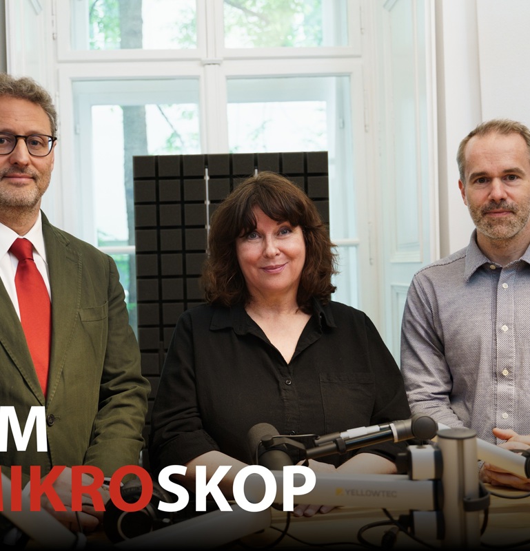 Moderatorin Martina Rupp mit Dr. Georg Stary und Dr. Christian Gruber-Ghielmetti