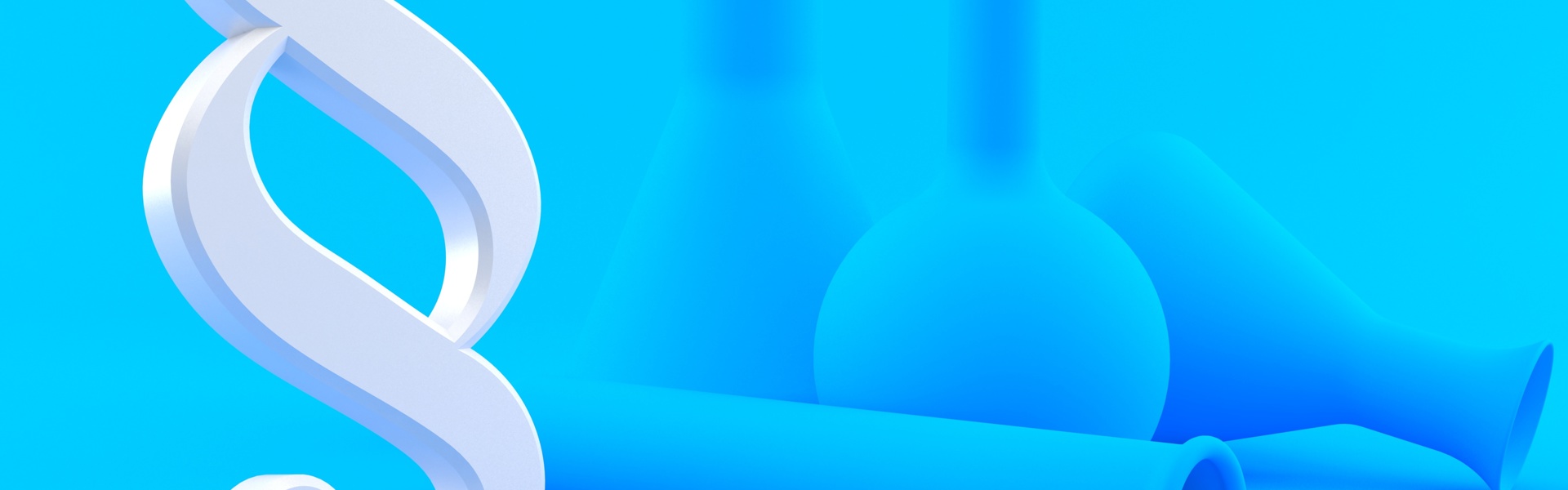 Paragraphsymbol im Vordergrund und ein blauer Hintergrund mit Laborgeräten